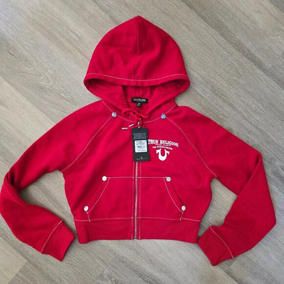 TRUE RELIGION Shrunken Crystal Wing Zip Hoodie - Multiple sizes - Picture 4 of 7